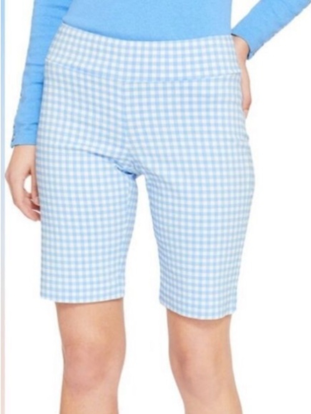 J McLaughlin Amelia Cloth Gingham Stretch Pull On Shorts